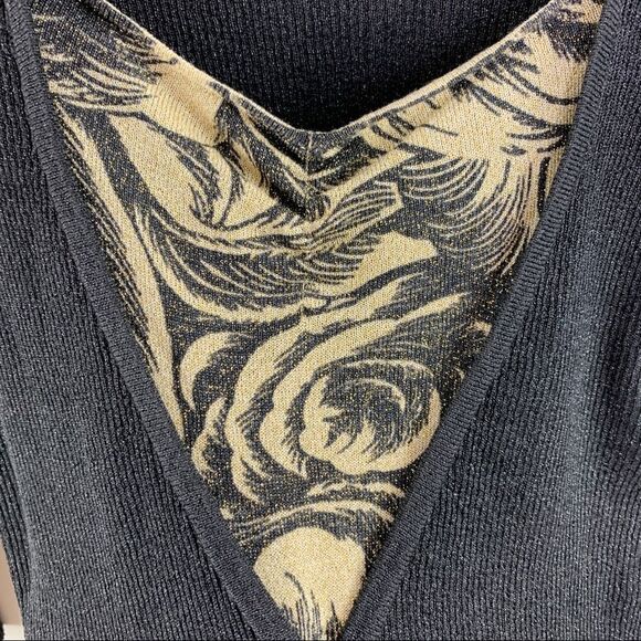 Faux Ribbed Cardigan Metallic Black August Silk - Picture 3 of 10